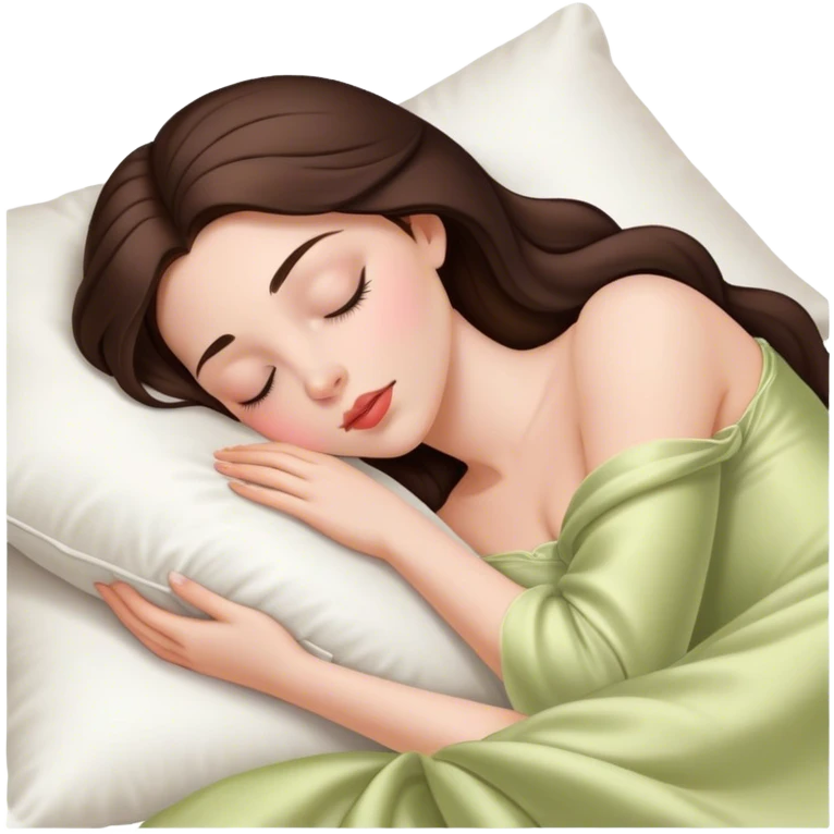 sleeping beauty brunette white girl with a silk pillow emoji