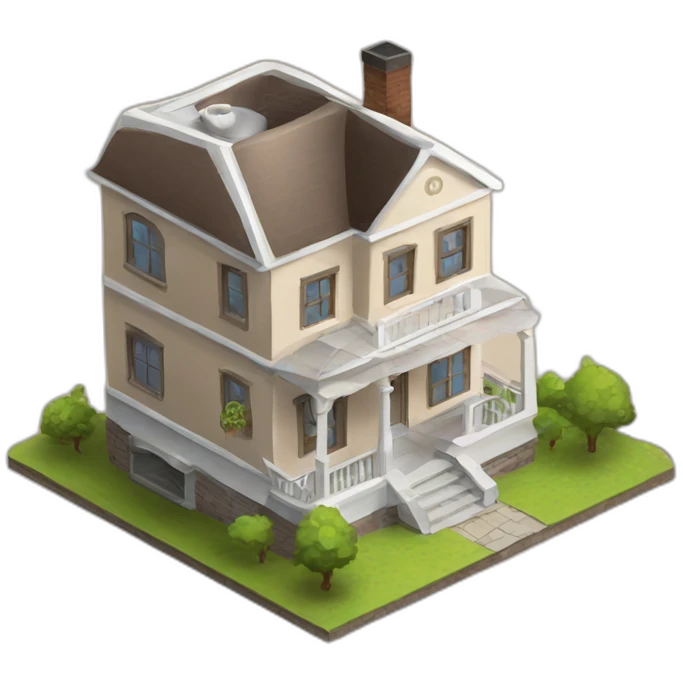 Coffee cup house isometric emoji