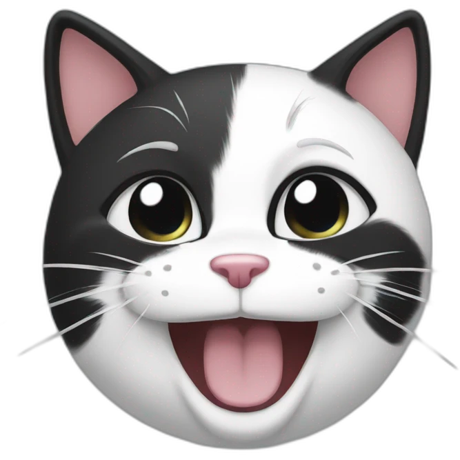 laughing to tears black and white cat emoji