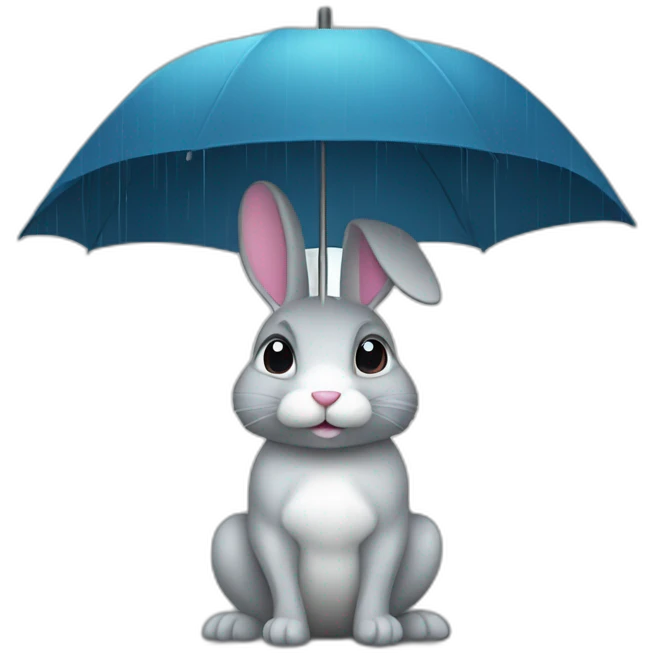 a rabbit under an umbrella  in the rain emoji