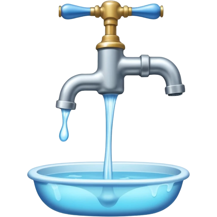 
water pouring from an old tap, 1980 emoji