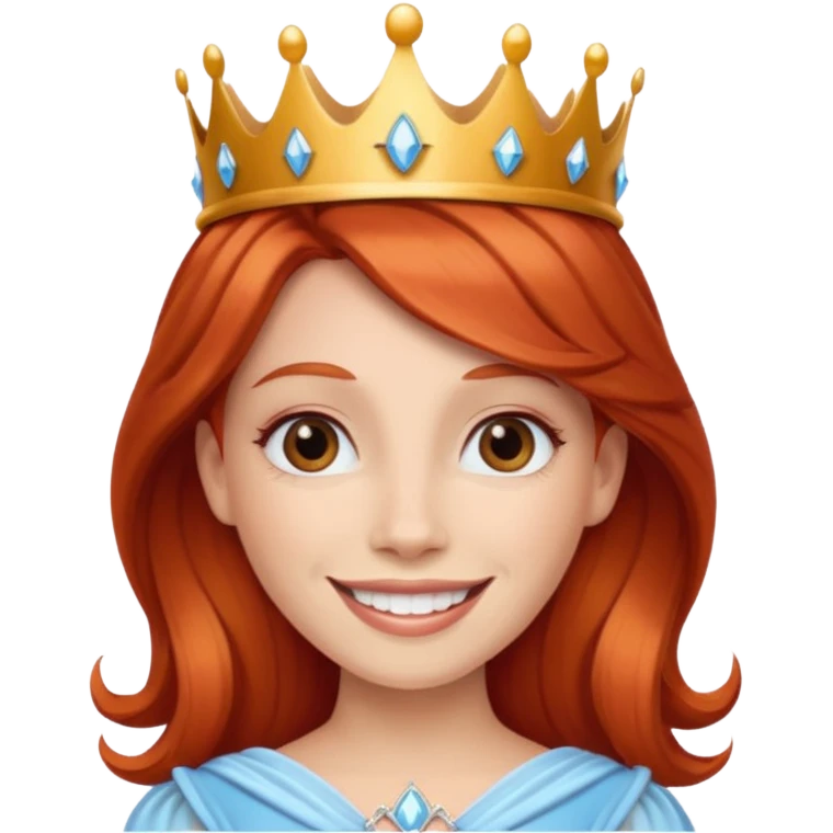 Crea una mujer pelirroja con corona de princesa emoji