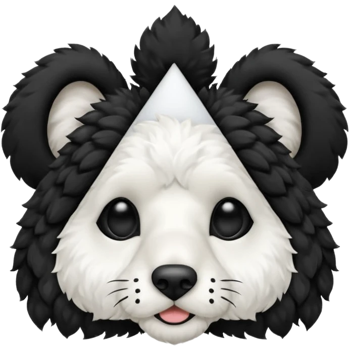 black and white cockapoo - give him a white chest, black ears and black fur covering his eyes, but then a white snout and an upside down white triangle-shaped patch of fur on his forehead emoji