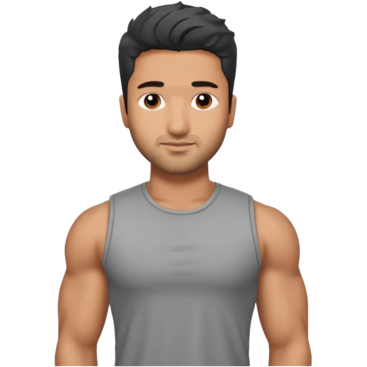 ipretty bratz emoji of vicky kaushal wearing a grey tee, muscular emoji