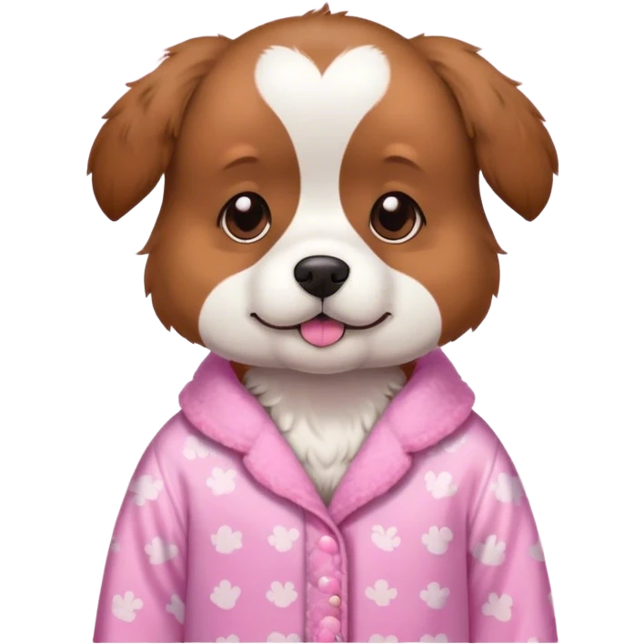 Dog wearing fluffy pink pjs.  emoji