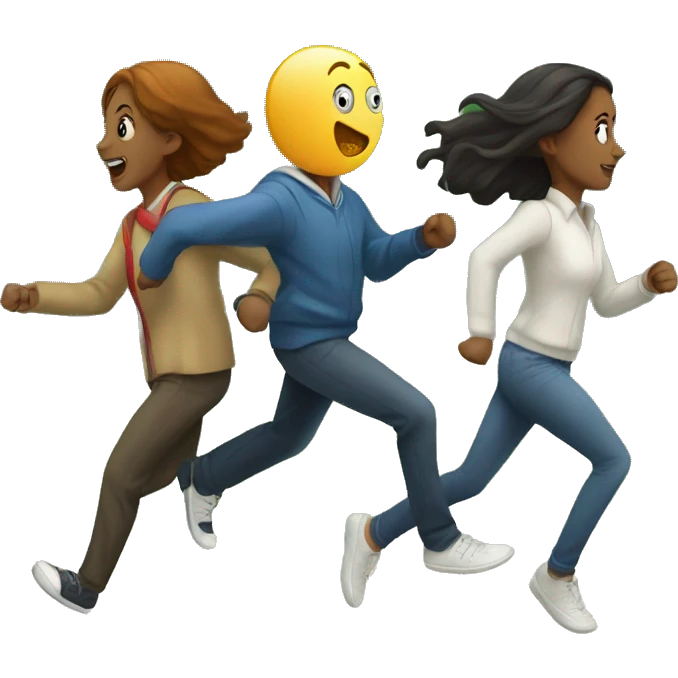 two people chasing eachother whilst playing the schoolyard game tag emoji