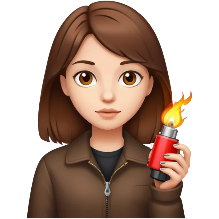 brown hair girl gas lighter emoji