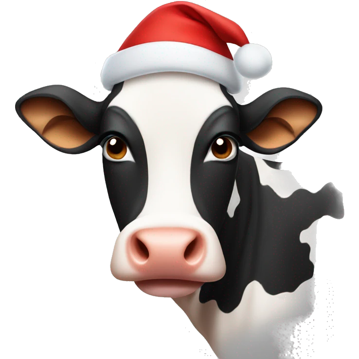 Cow with a Santa hat emoji