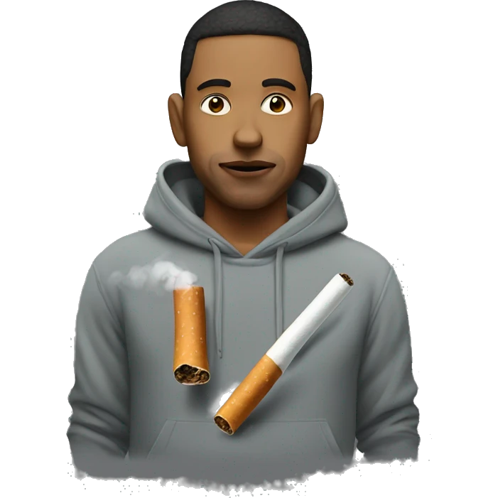 Me wearing a hoodie smoking a joint emoji