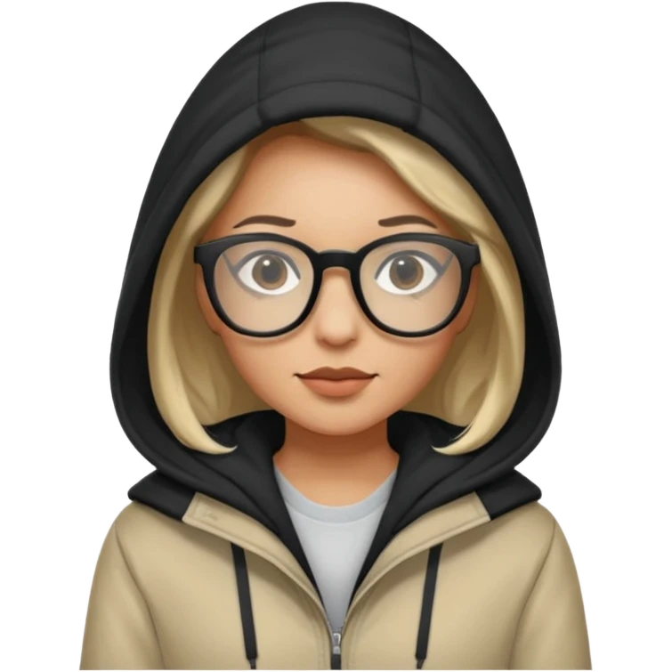 woman in hooded jackets and glasses emoji