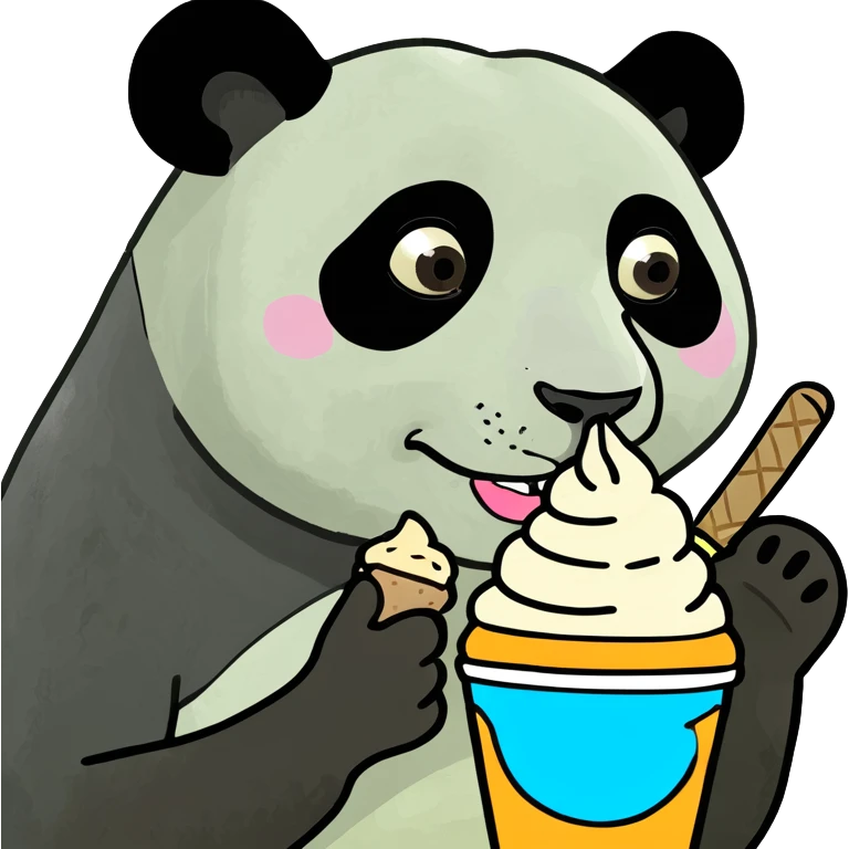 Panda eating ice cream emoji