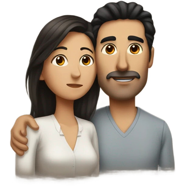 Tall man with black hair kissing woman with brown hair emoji