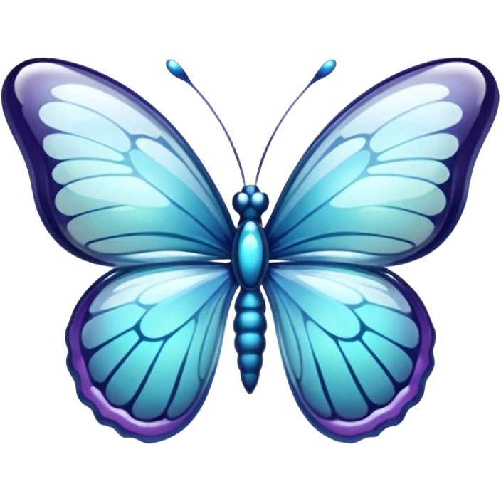 transparent butterfly shaped glass, shiny and translucent glass style emoji