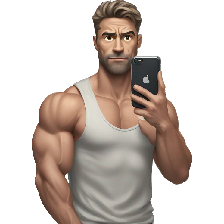 muscular man mirror selfie portrait emoji