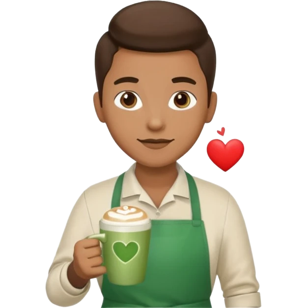 Barista + green apron + latte cup emoji
