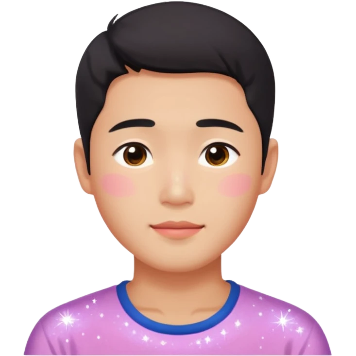 Gorgeous bright sparkly romantic Asian anime gentle man with blushing face aesthetic trending style outside emoji