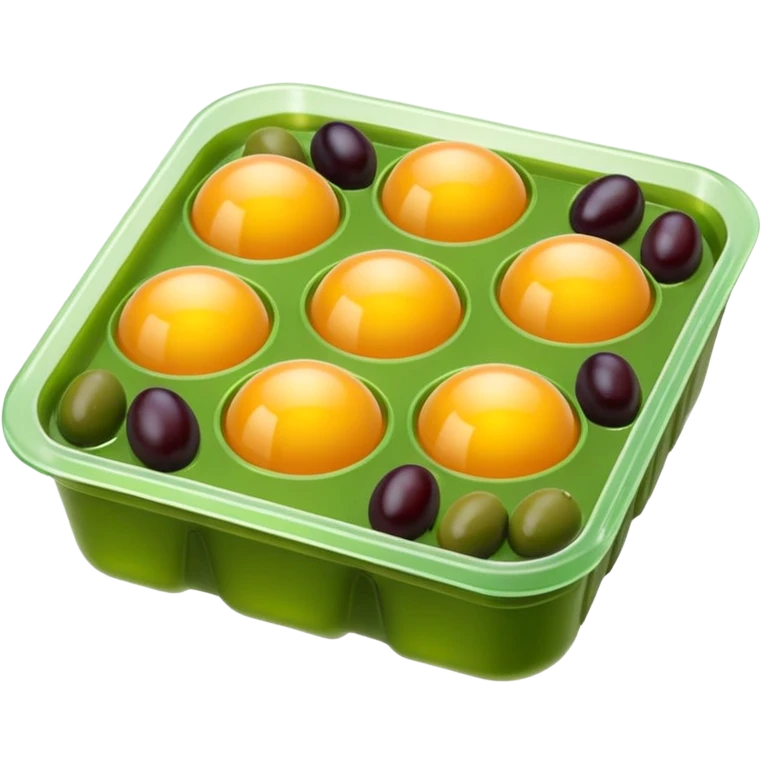 Fancy Gelatin mold green with olives and eggs floating inside emoji