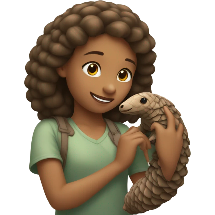 A girl stroking a pangolin  emoji