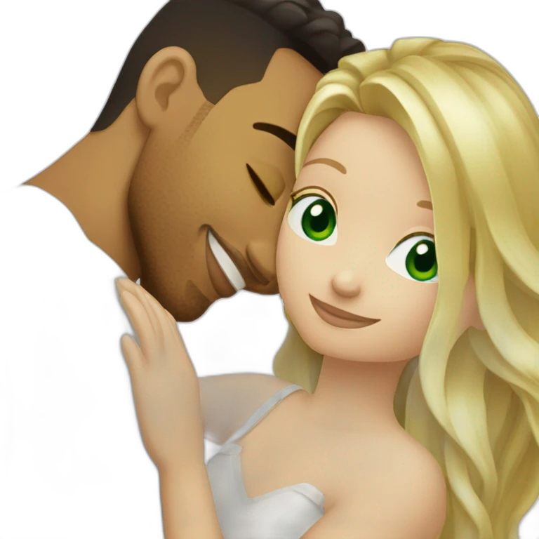 Romeo santos and blond girl green eyes hugging emoji