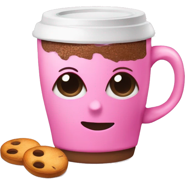 Taza rosada de café con malvadiscos  emoji