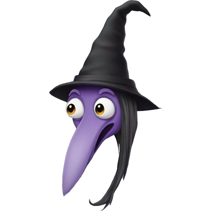 Witch long nose purple background emoji