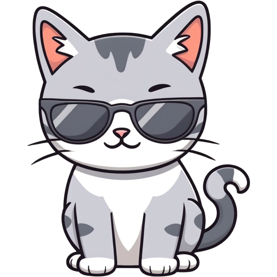 Grey cat with sunglasses emoji