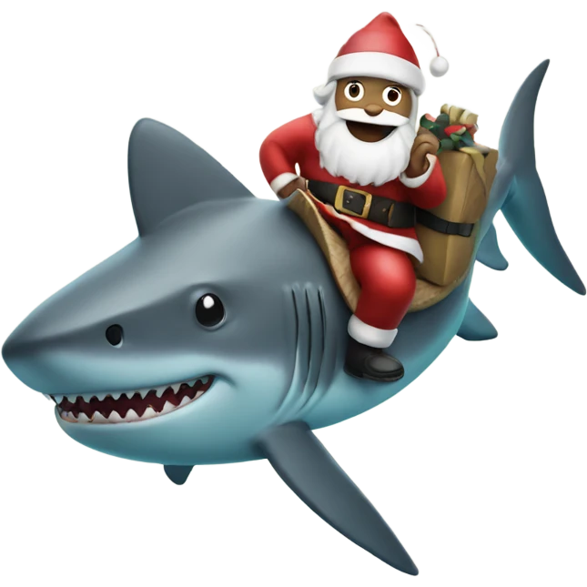Santa riding a shark emoji