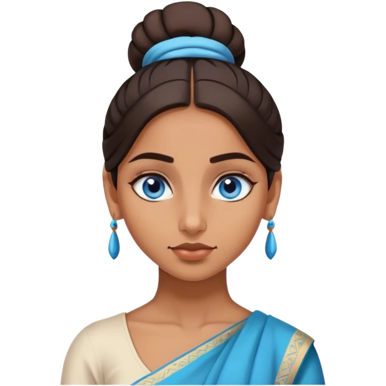 Indian girl with blue eyes and side low bun  emoji