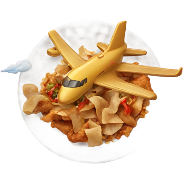 Airplane eating Chinese food emoji