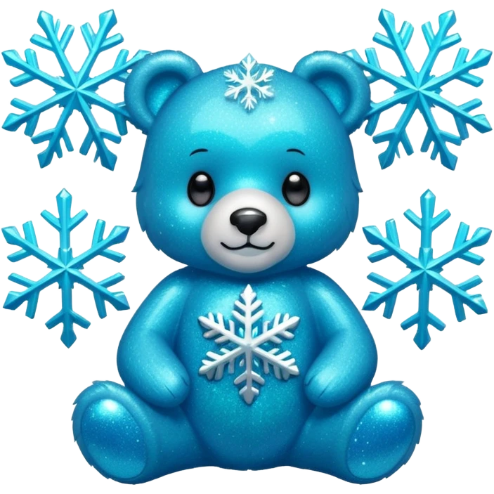glitter bear with cyan snowflake emoji