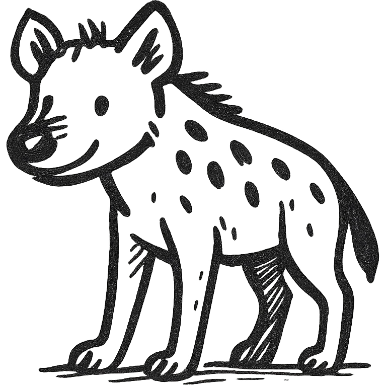 hyena, hand drawn black outline style emoji