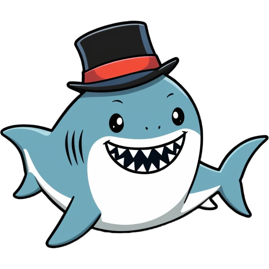 Shark with a top hat emoji
