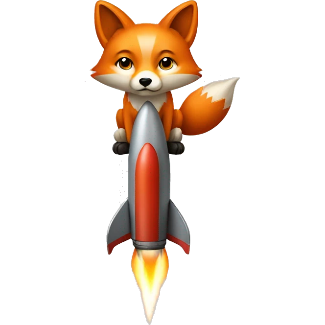 fox sitting on a rocket emoji