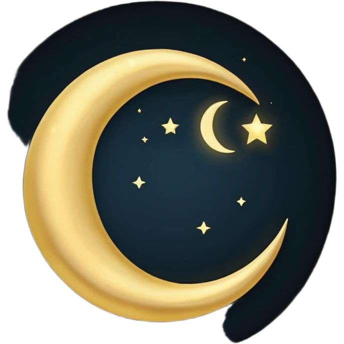 
iOS style emoji, minimal crescent, dark fantasy moon, flat emoji