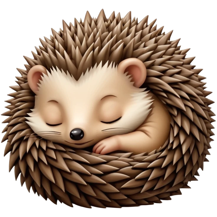 Sleeping baby hedgehog curled up emoji