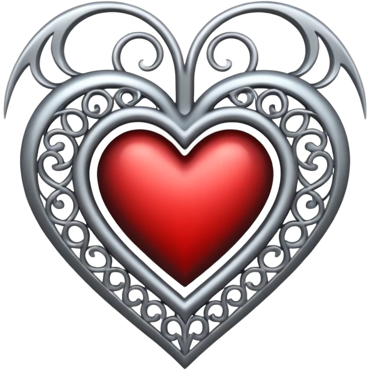 heart with gothic silver filigree emoji