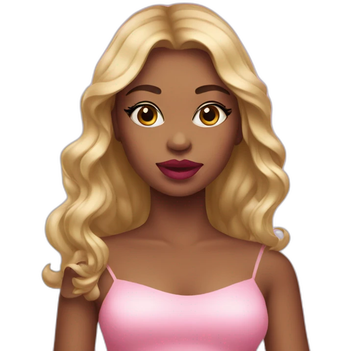 girl with a pink lip gloss emoji