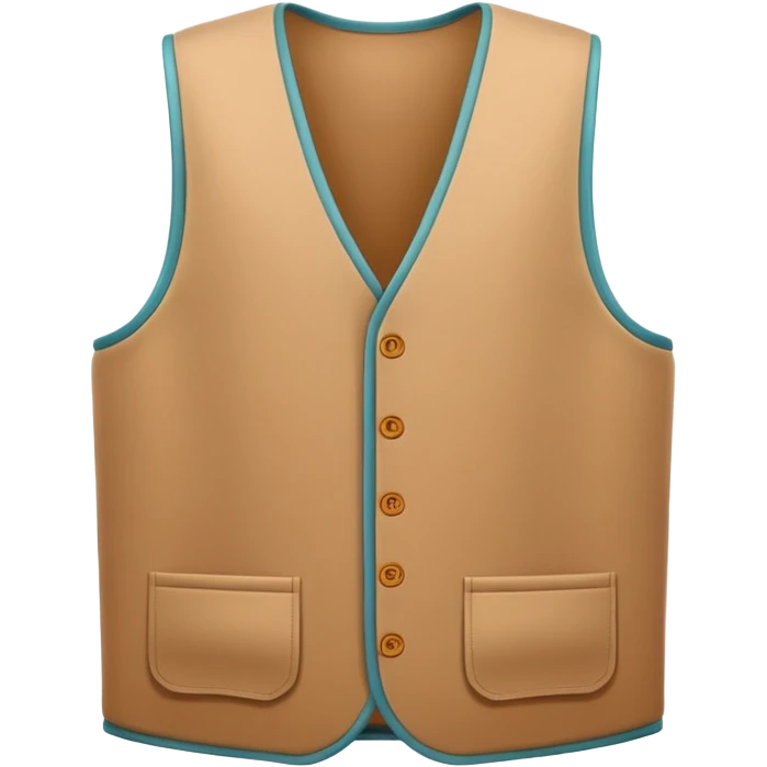 A 3D Apple-style emoji of a simple sleeveless vest (yelek), front view, minimal and clean design, soft fabric texture, neutral colors, cartoon-like and cute style emoji