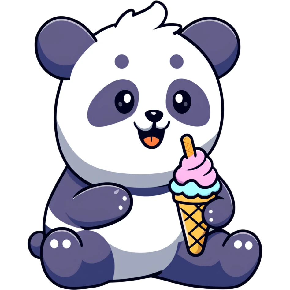 Panda eating ice cream emoji
