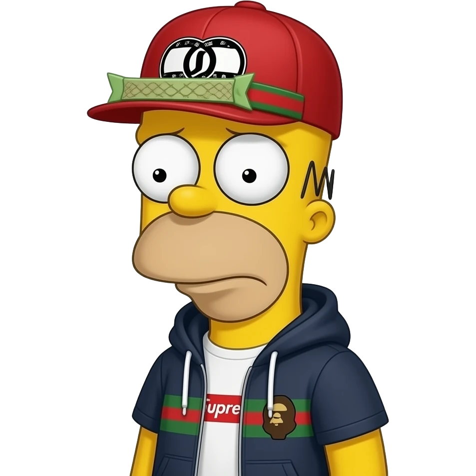 sad bart with hypebeast clothe like supreme bape gucci off white emoji