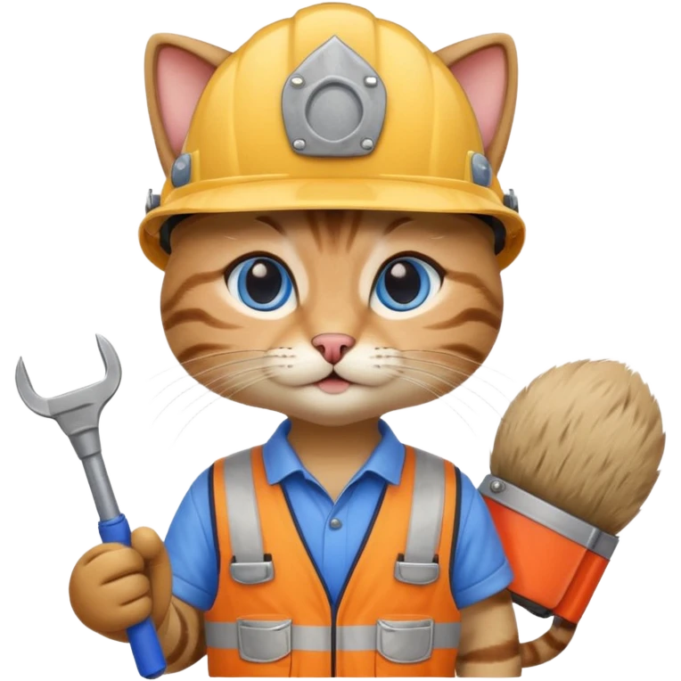 siam cat, handyman Outfit, wearing a Helmet emoji