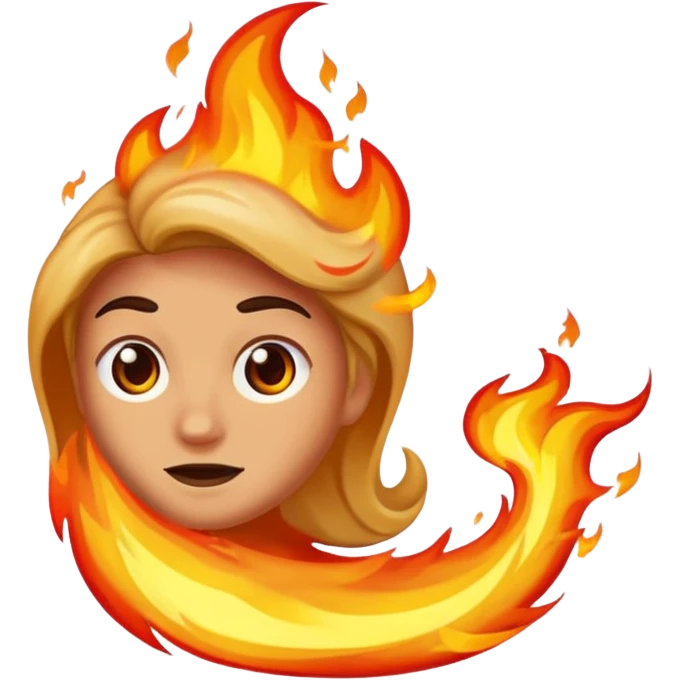 Character half burned / half restored, fire reversing direction emoji