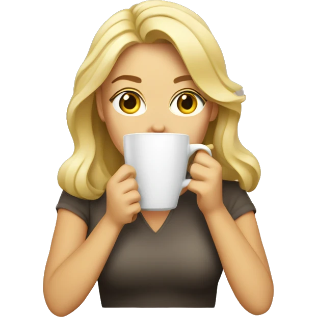 A blonde woman drinking coffee emoji