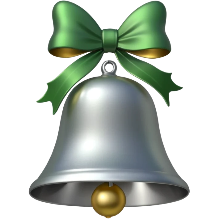  silver christmas bell with pine  emoji