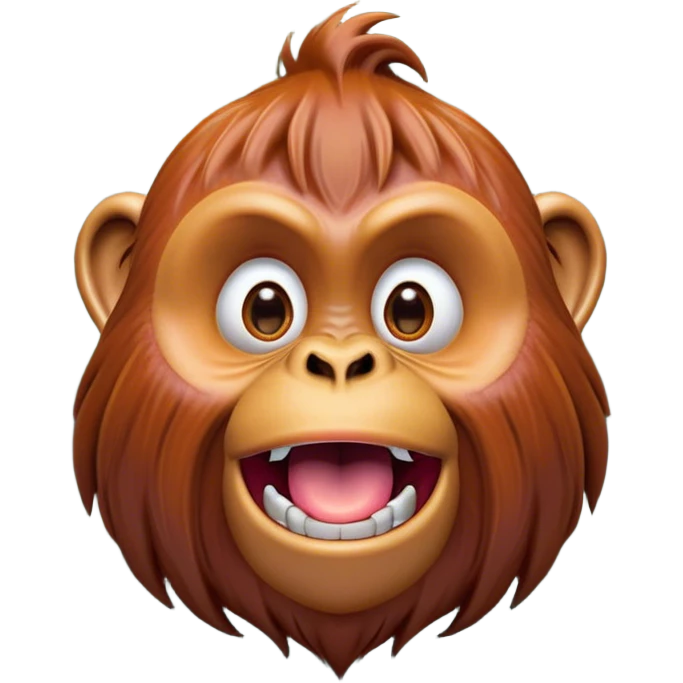 Cinematic Comical Orangutan Portrait Emoji, Head tilted dramatically with an exaggeratedly shocked expression, featuring a robust, animated face with wide, comically expressive eyes full of humorous disbelief, Simplified yet hilariously expressive features, highly detailed, glowing with a slightly sassy glow, high shine, dramatic yet playful, stylized with an air of quirky jungle attitude, soft glowing outline, capturing the essence of a meme-worthy orangutan that looks ready to side-eye its way into viral fame! emoji