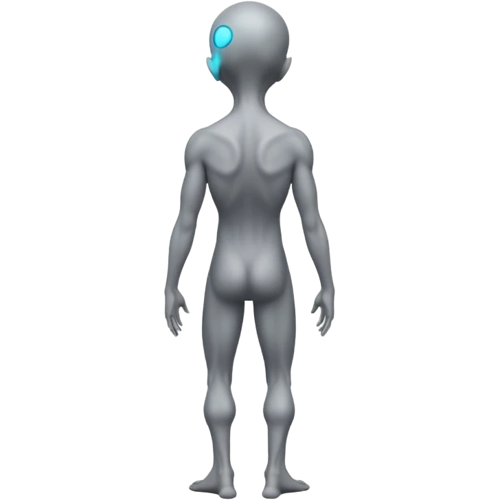 fullbody STANDING AND PRAYING HANDS gray alien FROM REAR BACKVIEW emoji