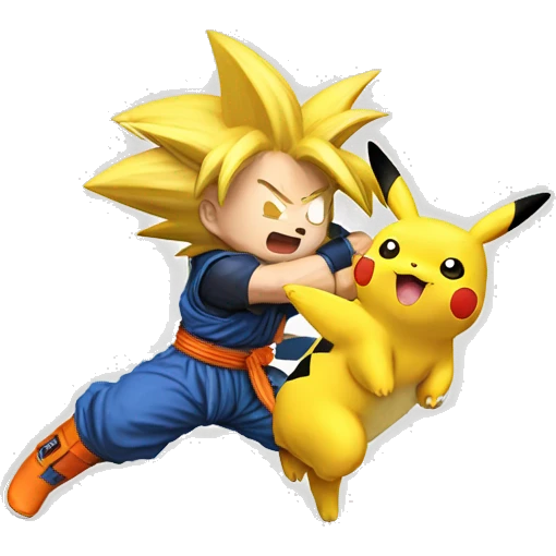 Goku taming a Pikachu emoji