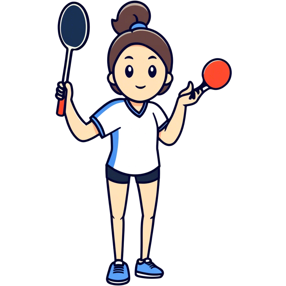 Woman holding ping pong paddle emoji