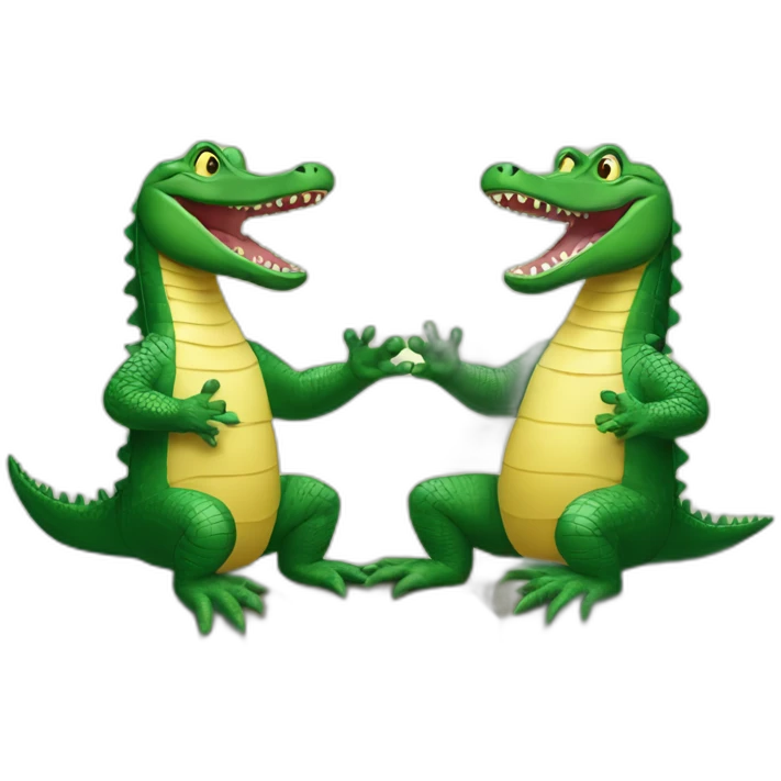 2 alligators give each other high five emoji