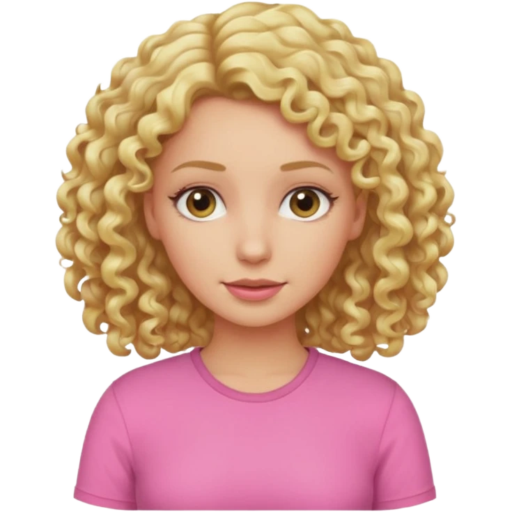 blonde curly woman pink shirt  emoji